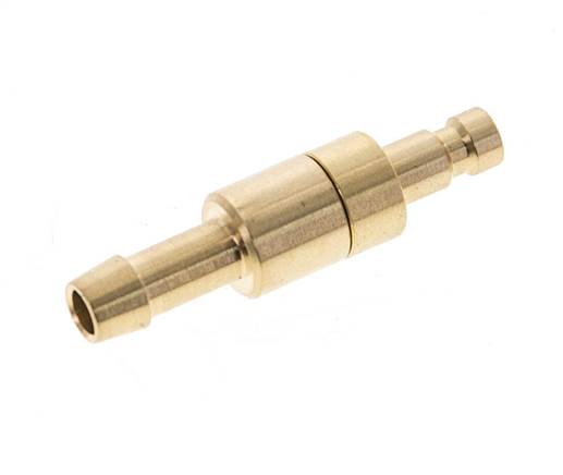 Messing DN 2,7 (Micro) Luftkupplungsstecker 5 mm Schlauchsäule Doppelabsperrung