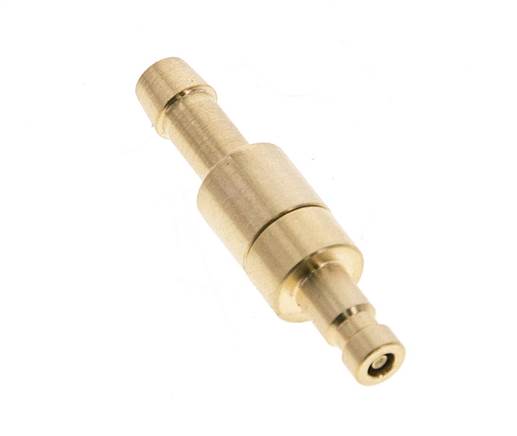 Messing DN 2,7 (Micro) Luftkupplungsstecker 5 mm Schlauchsäule Doppelabsperrung