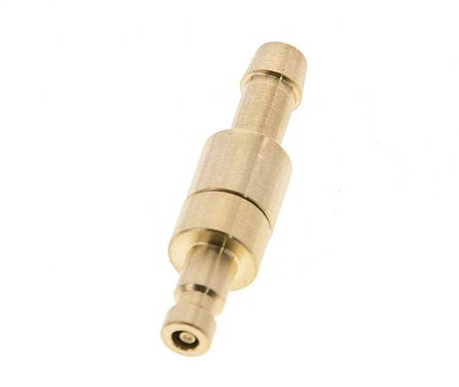 Messing DN 2,7 (Micro) Luftkupplungsstecker 5 mm Schlauchsäule Doppelabsperrung