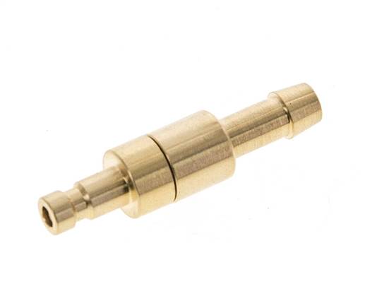 Messing DN 2,7 (Micro) Luftkupplungsstecker 5 mm Schlauchsäule Doppelabsperrung