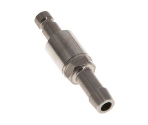 Nickel-plated Brass DN 2.7 (Micro) Air Coupling Plug 5 mm Hose Pillar Double Shut-Off FKM