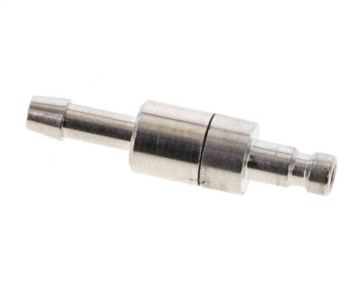 Messing vernickelt DN 2,7 (Micro) Luftkupplungsstecker 4 mm Schlauchsäule Doppelabsperrung