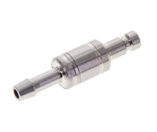 Stainless Steel 316L DN 2.7 (Micro) Air Coupling Plug 4 mm Hose Pillar Double Shut-Off