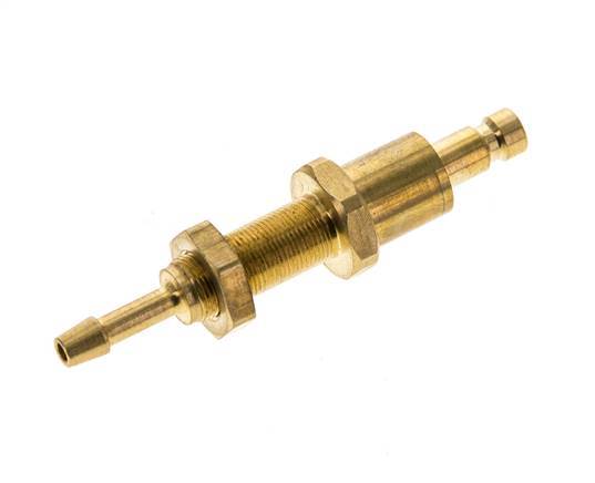 Brass DN 2.7 (Micro) Air Coupling Plug 3 mm Hose Pillar Bulkhead Double Shut-Off