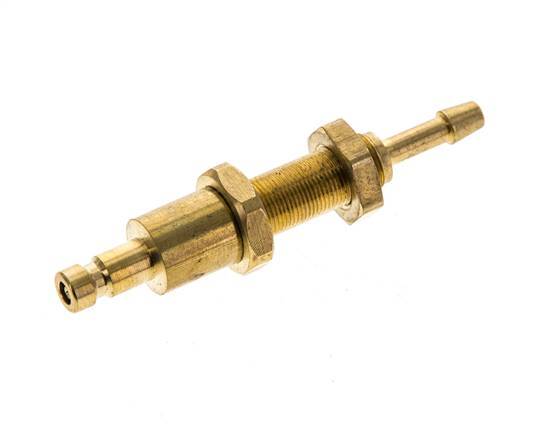 Brass DN 2.7 (Micro) Air Coupling Plug 3 mm Hose Pillar Bulkhead Double Shut-Off