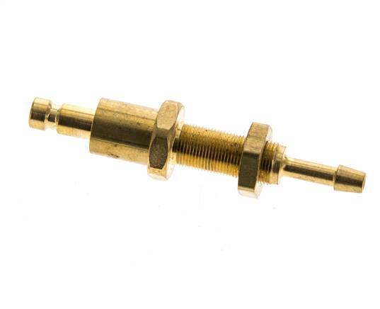 Brass DN 2.7 (Micro) Air Coupling Plug 3 mm Hose Pillar Bulkhead Double Shut-Off