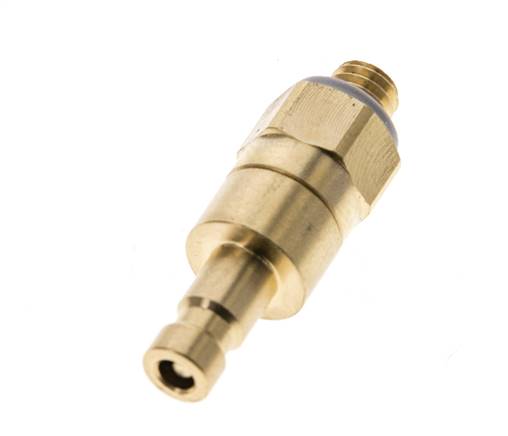 Messing DN 2,7 (Micro) Luftkupplungsstecker M5 männlich Doppelabsperrung