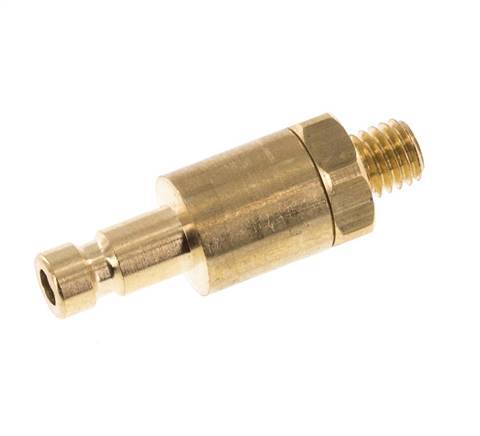 Brass DN 2.7 (Micro) Air Coupling Plug M5 Male Double Shut-Off
