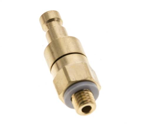 Messing DN 2,7 (Micro) Luftkupplungsstecker M5 männlich Doppelabsperrung