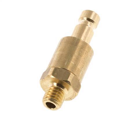 Brass DN 2.7 (Micro) Air Coupling Plug M5 Male Double Shut-Off