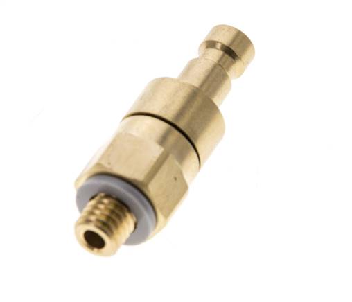 Messing DN 2,7 (Micro) Luftkupplungsstecker M5 männlich Doppelabsperrung