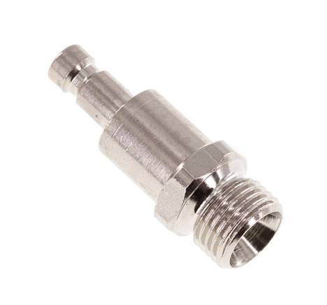 Messing vernickelt DN 2,7 (Micro) Luftkupplungsstecker G 1/8 Zoll Außengewinde Doppelabsperrung