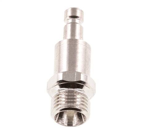 Messing vernickelt DN 2,7 (Micro) Luftkupplungsstecker G 1/8 Zoll Außengewinde Doppelabsperrung