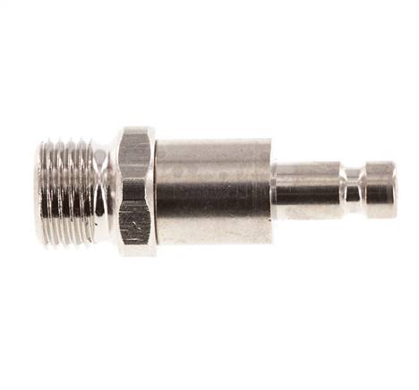 Messing vernickelt DN 2,7 (Micro) Luftkupplungsstecker G 1/8 Zoll Außengewinde Doppelabsperrung