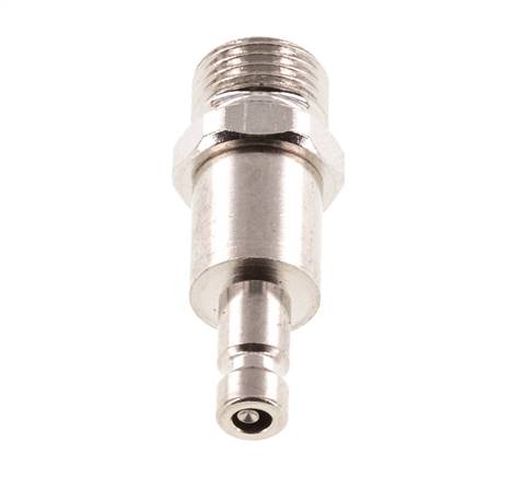 Messing vernickelt DN 2,7 (Micro) Luftkupplungsstecker G 1/8 Zoll Außengewinde Doppelabsperrung