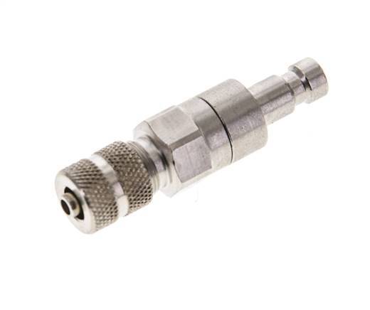 Nickel-plated Brass DN 2.7 (Micro) Air Coupling Plug 3x4.3 mm Union Nut Double Shut-Off