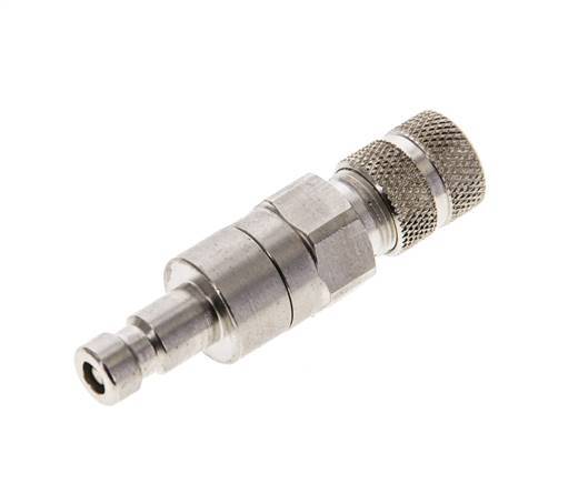 Nickel-plated Brass DN 2.7 (Micro) Air Coupling Plug 3x4.3 mm Union Nut Double Shut-Off