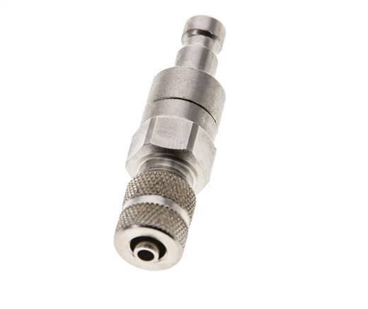 Nickel-plated Brass DN 2.7 (Micro) Air Coupling Plug 3x4.3 mm Union Nut Double Shut-Off