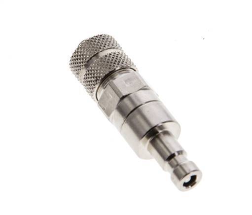 Nickel-plated Brass DN 2.7 (Micro) Air Coupling Plug 4x6 mm Union Nut Double Shut-Off