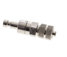 Nickel-plated Brass DN 2.7 (Micro) Air Coupling Plug 4x6 mm Union Nut Double Shut-Off