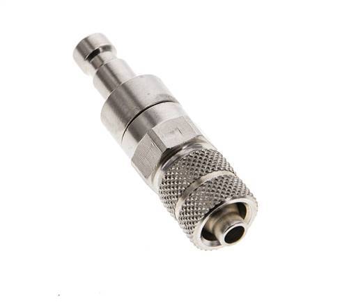 Nickel-plated Brass DN 2.7 (Micro) Air Coupling Plug 4x6 mm Union Nut Double Shut-Off