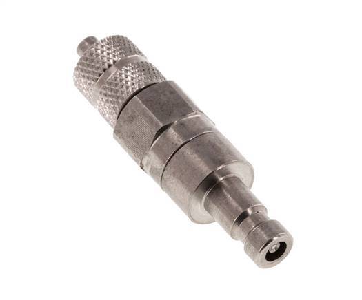 Stainless steel DN 2.7 (Micro) Air Coupling Plug 3x4.3 mm Union Nut Double Shut-Off