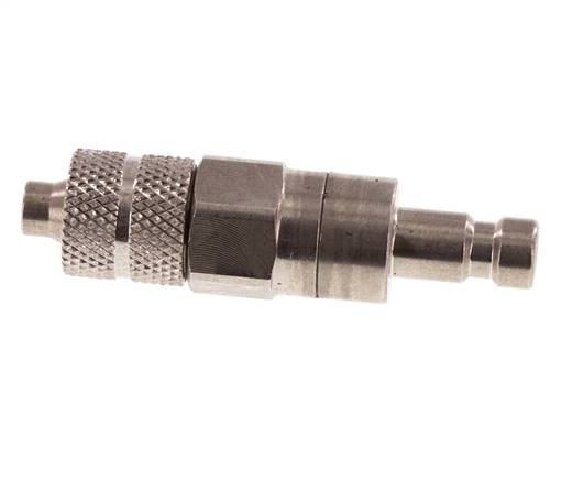 Edelstahl DN 2,7 (Micro) Luftkupplungsstopfen 4x6 mm Überwurfmutter Doppelabsperrung