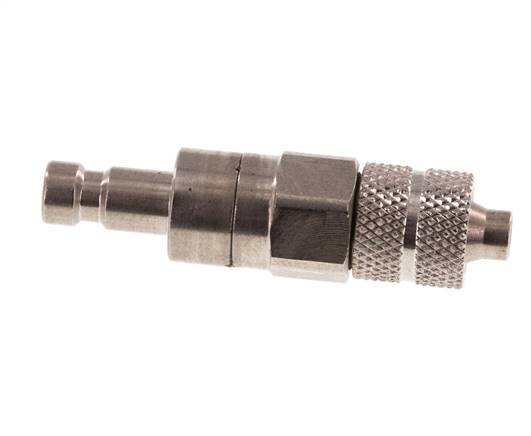 Edelstahl DN 2,7 (Micro) Luftkupplungsstopfen 4x6 mm Überwurfmutter Doppelabsperrung