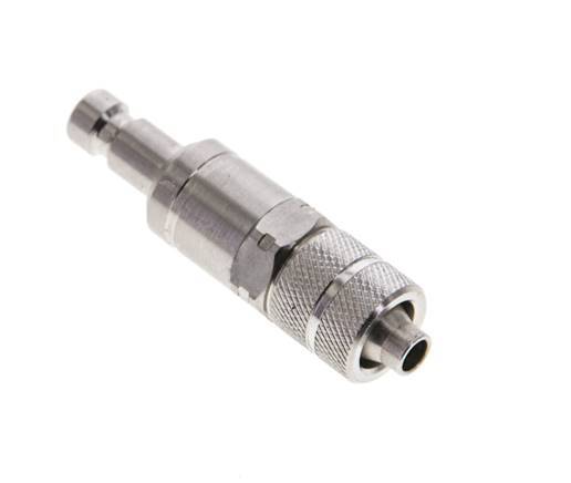 Stainless Steel 316L DN 2.7 (Micro) Air Coupling Plug 4x6 mm Union Nut Double Shut-Off