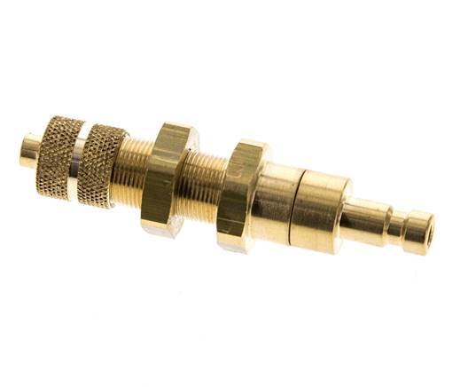 Brass DN 2.7 (Micro) Air Coupling Plug 4x6 mm Union Nut Bulkhead Double Shut-Off