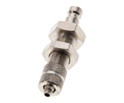 Nickel-plated Brass DN 2.7 (Micro) Air Coupling Plug 3x4.3 mm Union Nut Bulkhead