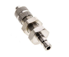 Messing vernickelt DN 2,7 (Micro) Luftkupplung Stopfen 3x4,3 mm Überwurfmutter Bulkhead Doppelabsperrung