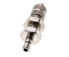 Messing vernickelt DN 2,7 (Micro) Luftkupplung Stopfen 3x4,3 mm Überwurfmutter Bulkhead Doppelabsperrung