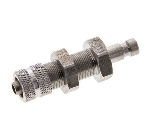Stainless steel DN 2.7 (Micro) Air Coupling Plug 4x6 mm Union Nut Bulkhead