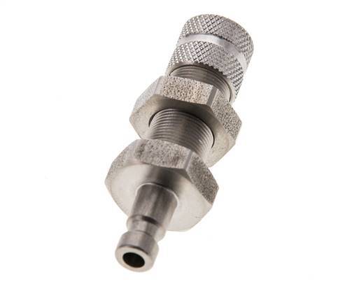 Stainless steel DN 2.7 (Micro) Air Coupling Plug 4x6 mm Union Nut Bulkhead