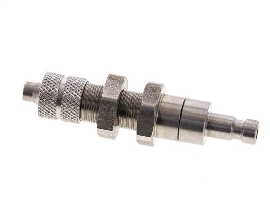 Edelstahl DN 2,7 (Micro) Luftkupplung Stopfen 4x6 mm Überwurfmutter Bulkhead Doppelabsperrung