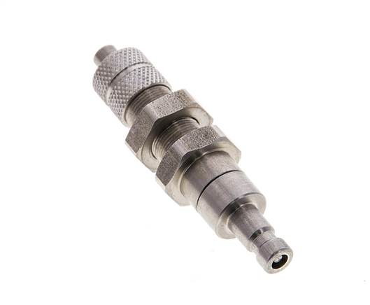 Edelstahl DN 2,7 (Micro) Luftkupplung Stopfen 4x6 mm Überwurfmutter Bulkhead Doppelabsperrung