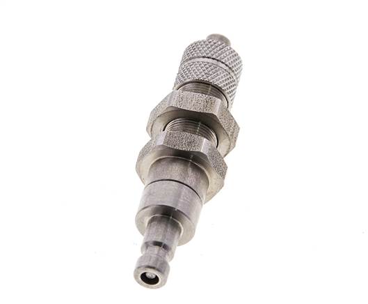 Edelstahl DN 2,7 (Micro) Luftkupplung Stopfen 4x6 mm Überwurfmutter Bulkhead Doppelabsperrung