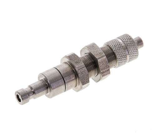 Edelstahl DN 2,7 (Micro) Luftkupplung Stopfen 4x6 mm Überwurfmutter Bulkhead Doppelabsperrung