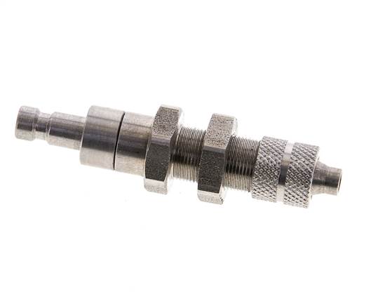 Edelstahl DN 2,7 (Micro) Luftkupplung Stopfen 4x6 mm Überwurfmutter Bulkhead Doppelabsperrung