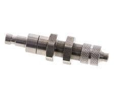 Edelstahl DN 2,7 (Micro) Luftkupplung Stopfen 4x6 mm Überwurfmutter Bulkhead Doppelabsperrung