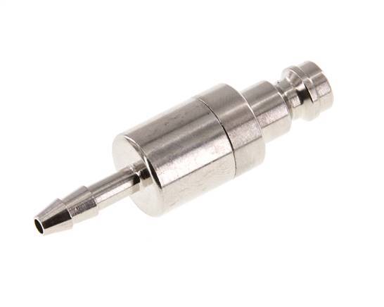Messing vernickelt DN 5 Luftkupplungsstecker 4 mm Schlauchsäule Doppelabsperrung