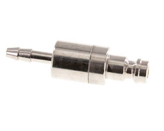 Messing vernickelt DN 5 Luftkupplungsstecker 4 mm Schlauchsäule Doppelabsperrung