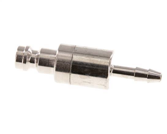 Messing vernickelt DN 5 Luftkupplungsstecker 4 mm Schlauchsäule Doppelabsperrung