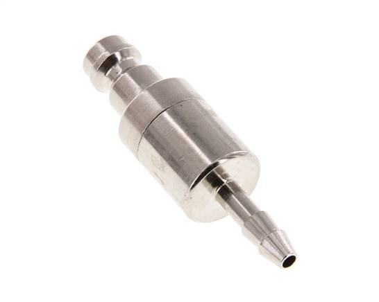 Messing vernickelt DN 5 Luftkupplungsstecker 4 mm Schlauchsäule Doppelabsperrung