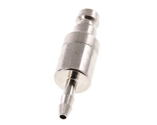 Messing vernickelt DN 5 Luftkupplungsstecker 4 mm Schlauchsäule Doppelabsperrung
