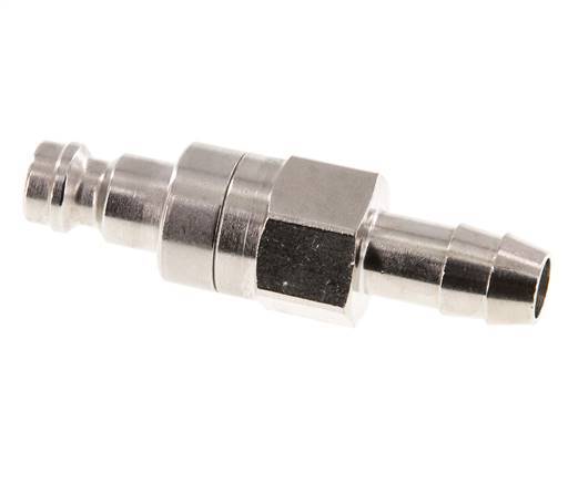 Messing vernickelt DN 5 Luftkupplungsstecker 8 mm Schlauchsäule Doppelabsperrung