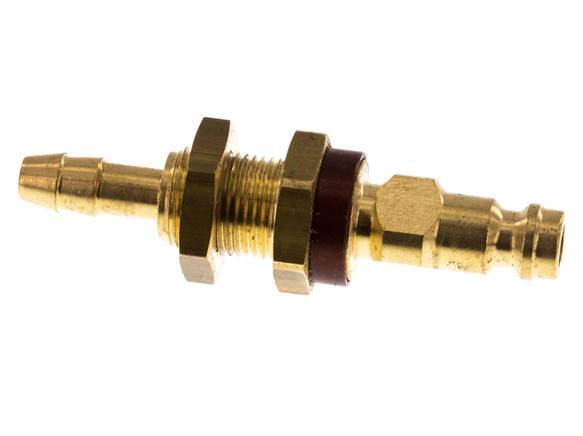 Brass DN 5 Brown-Coded Air Coupling Plug 6 mm Hose Pillar Bulkhead
