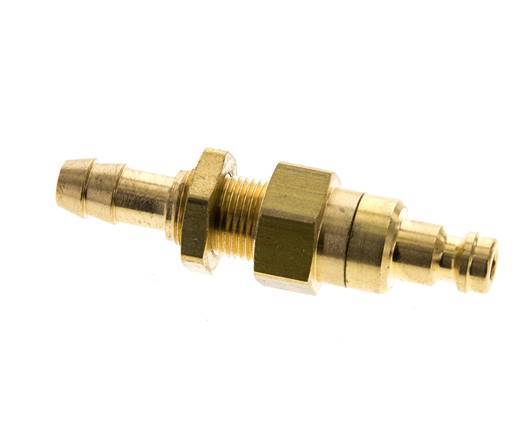 Brass DN 5 Air Coupling Plug 8 mm Hose Pillar Bulkhead Double Shut-Off
