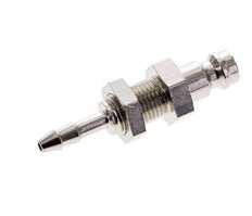 Messing vernickelt DN 5 Luftkupplungsstecker 4 mm Schlauchsäule Bulkhead